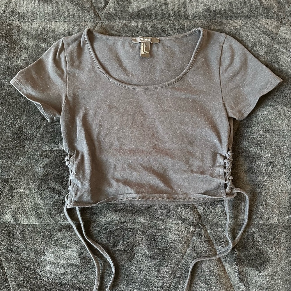 Forever 21 Black Ruched Crop Top